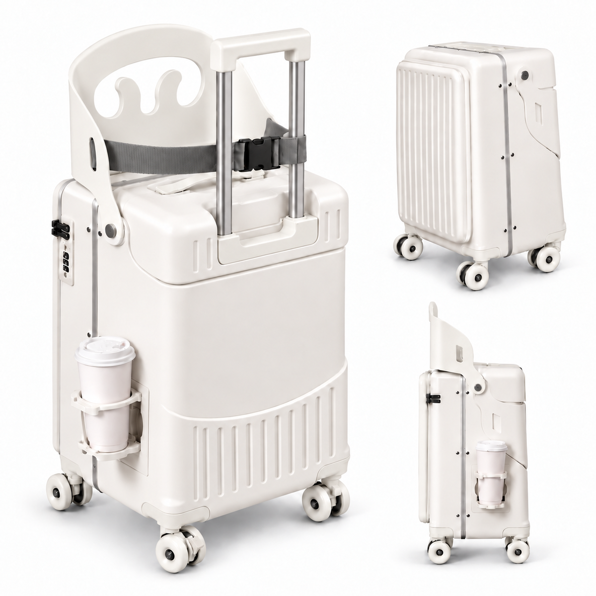 Suitcase with integrated seat