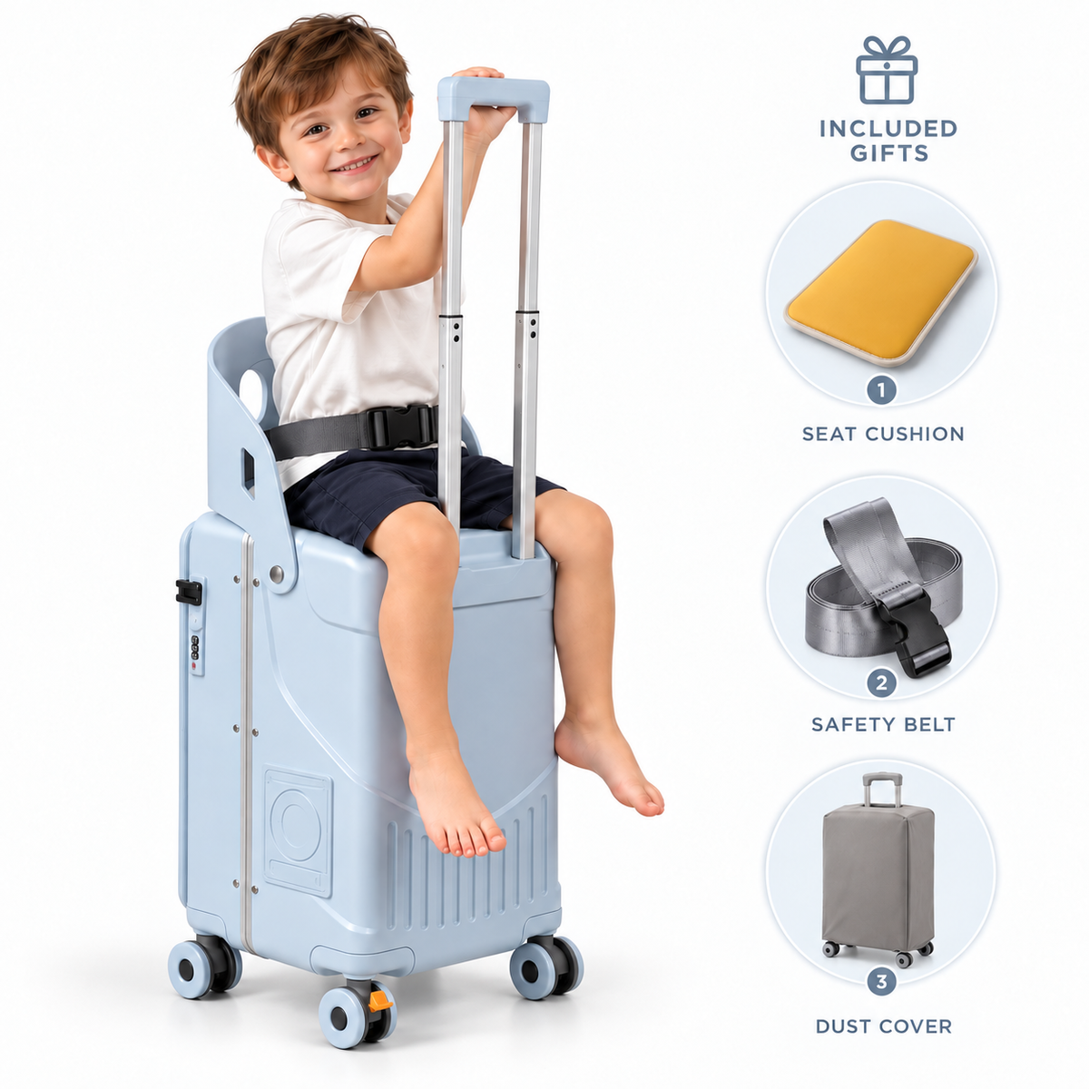 Suitcase with integrated seat