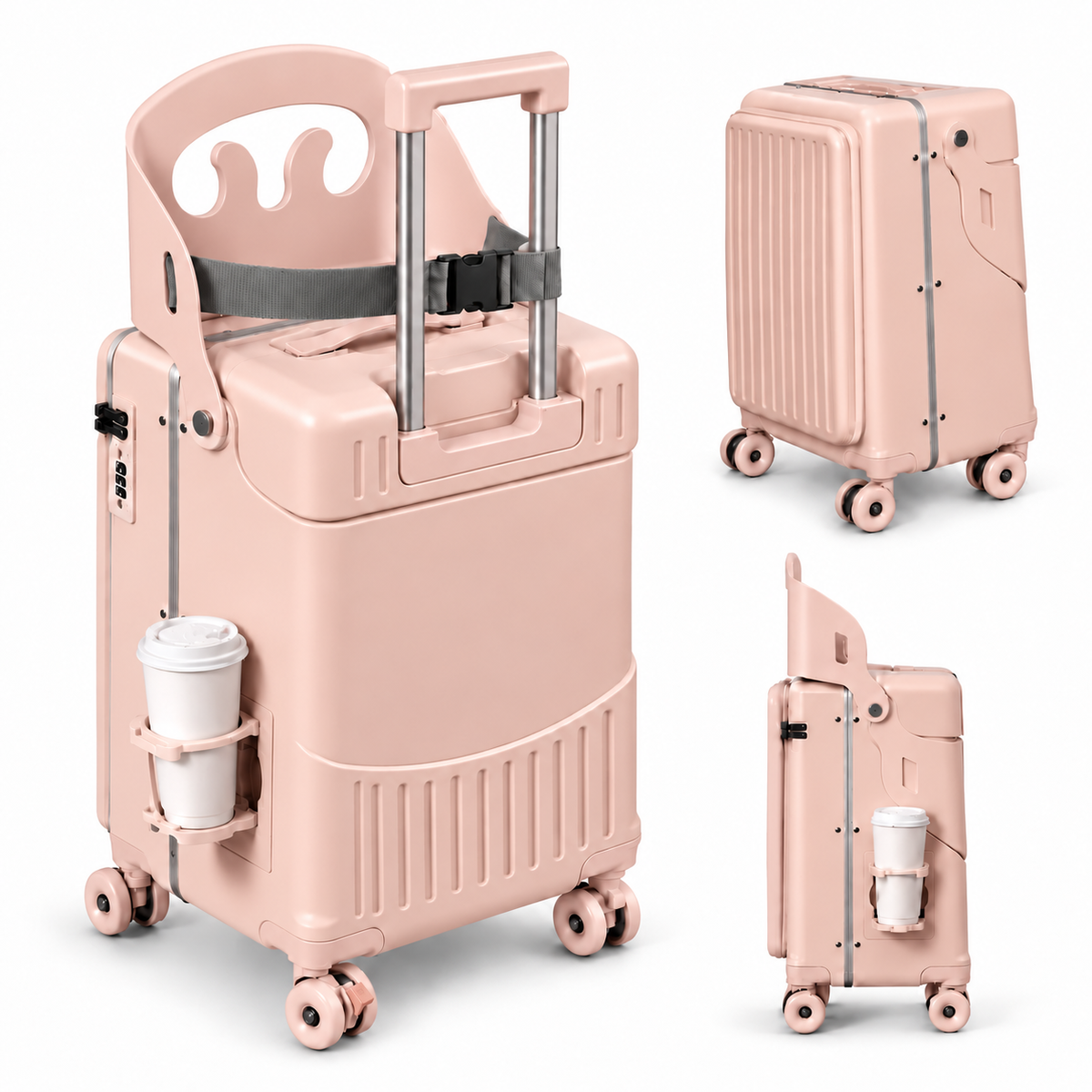 Suitcase with integrated seat
