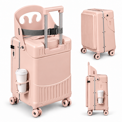 Suitcase with integrated seat