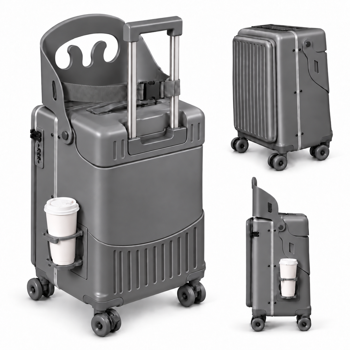 Suitcase with integrated seat