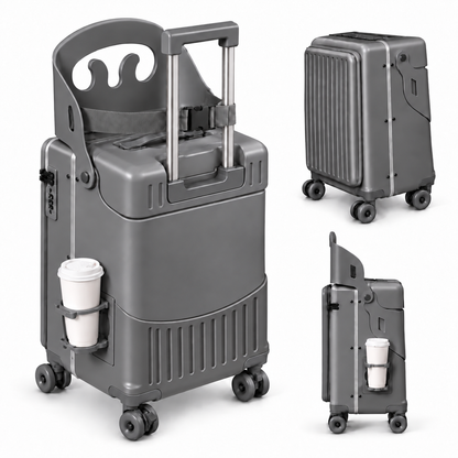 Suitcase with integrated seat
