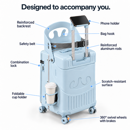 Suitcase with integrated seat
